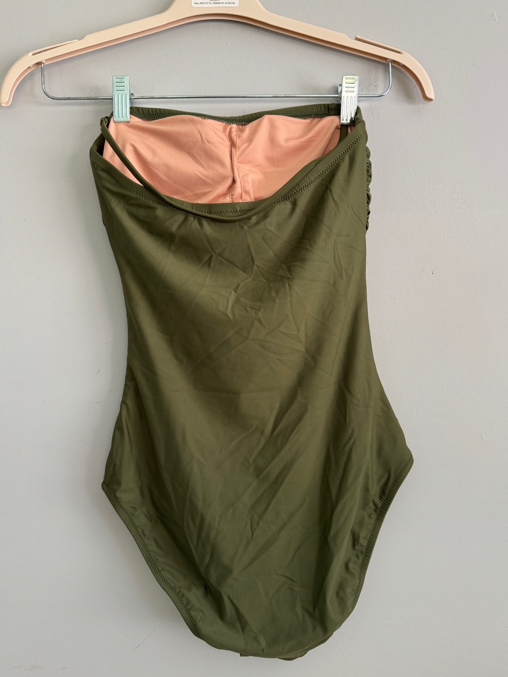 J.Crew Olive Green Ruched One-Piece Swimsuit - Picture 3 of 5